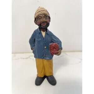 Folk Art Americana Man w Hat, Bundle Resin Figurine Folk Art Collectible 6.5"